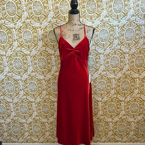 NWT Privacy Please Hampshire Velvet Ruched Sleeveless Midi Dress in Red size M - Picture 6 of 13